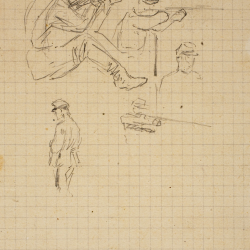 image for: Josep Lluís Pellicer - Apunt de soldats disparant - Cap a 1872-1876