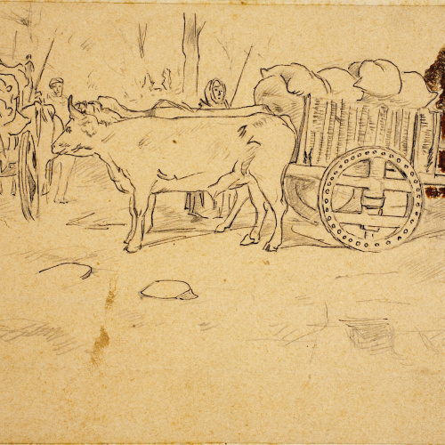 image for: Josep Lluís Pellicer - Carretes de bous amb militars - Cap a 1872-1876