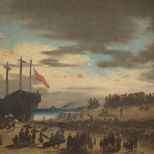 Claudi Lorenzale - «Avarada d'un galió» - Segona meitat del segle XIX image for: Claudi Lorenzale - «Avarada d'un galió» - Segona meitat del segle XIX