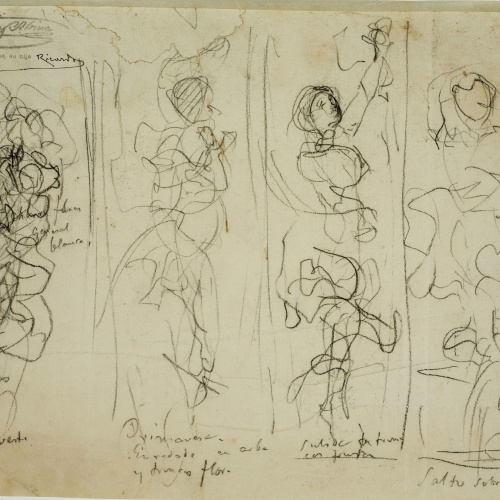 image for: Ramon Martí i Alsina - Croquis de quatre figures per un paravent amb les quatre estacions - Cap a 1870-1880