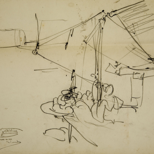 image for: Ramon Martí i Alsina - Croquis d&#039;una parada de mercat per al quadre d&#039;«El Bornet» - Cap a 1866-1870
