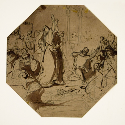 image for: Ramon Martí i Alsina - Dibuix preparatori per a les pintures del sostre del Liceu de Barcelona - Cap a 1862