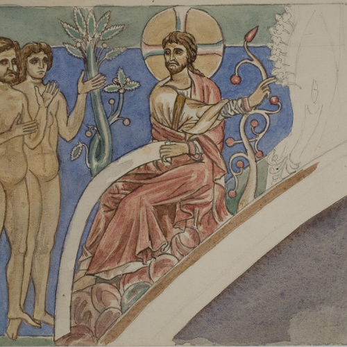 image for: Lluís Domènech i Montaner - Còpia de les pintures de Sixena: Déu introdueix Adam i Eva en el Paradís - 1918