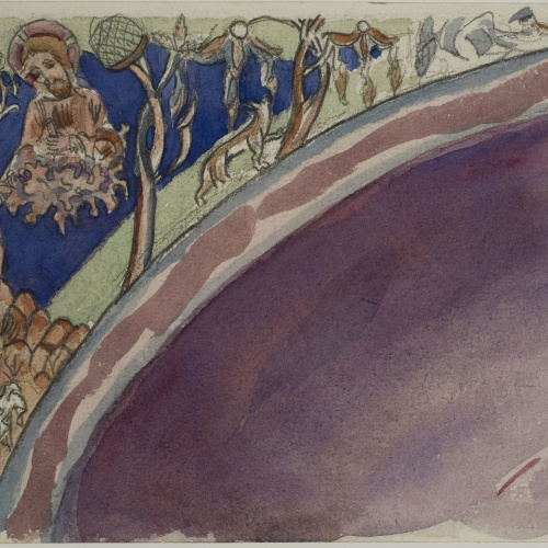 image for: Lluís Domènech i Montaner - Còpia de les pintures de Sixena: Déu lliura les taules de la Llei a Moisés - 1918