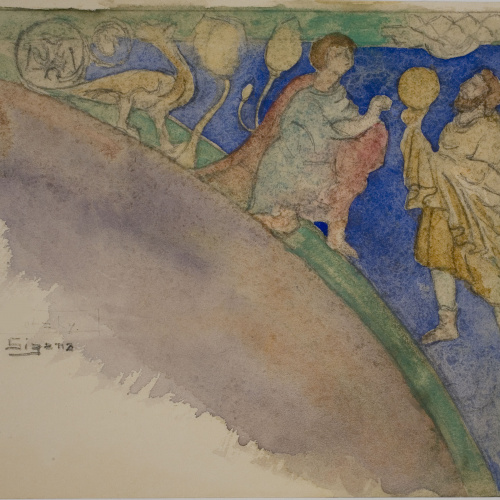 image for: Lluís Domènech i Montaner - Còpia de les pintures de Sixena: Les ofrenes de Caín i Abel - 1918