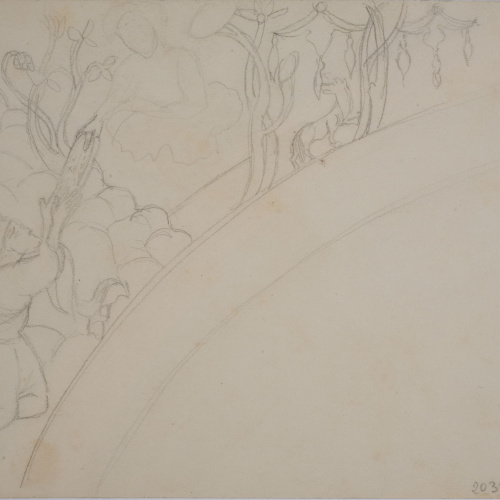 image for: Lluís Domènech i Montaner - Còpia a llapis de les pintures de Sixena: Déu lliura a Moisès les taules de la llei - 1918