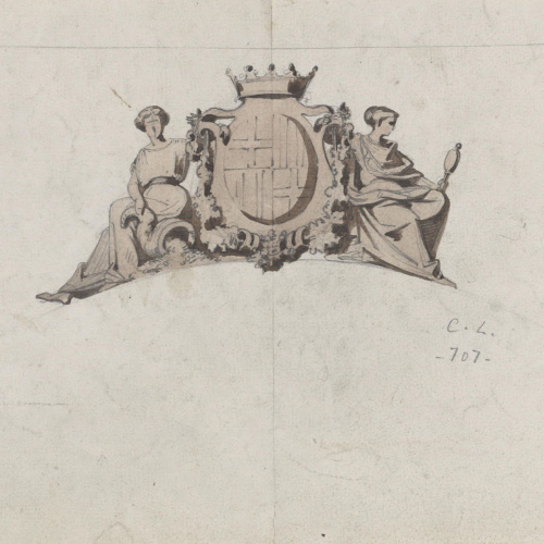 image for: Claudi Lorenzale - Estudi d&#039;escut al·legòric de Barcelona - Cap a 1840-1860