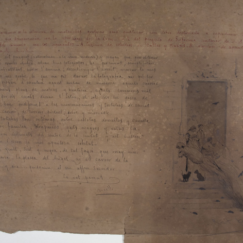 image for: Modest Urgell - Escena que il·lustra un escrit - Cap a 1860-1870