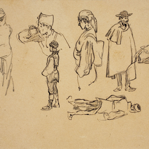 image for: Josep Lluís Pellicer - Estudi de figures - Cap a 1872-1876