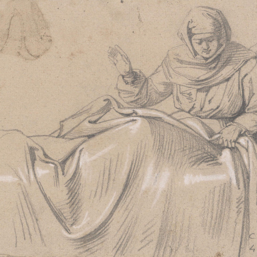 image for: Claudi Lorenzale - Estudi de figura per al quadre «El naixement de la Mare de Déu» - Cap a 1849