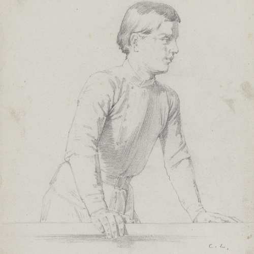image for: Claudi Lorenzale - Estudi de jove repenjat a una barana per al quadre «Els ambaixadors de la Diputació a Vilafranca prohibeixen a la Reina Joana que acompanyi el Príncep de Viana a Barcelona» - Cap a 1870