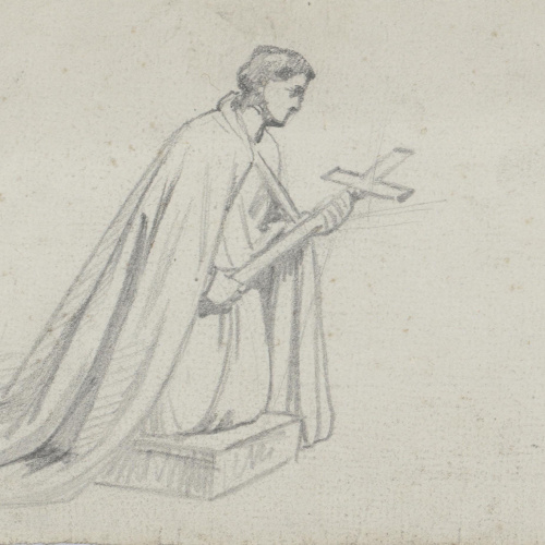 image for: Claudi Lorenzale - Home agenollat amb un crucifix a les mans - Cap a 1850-1870