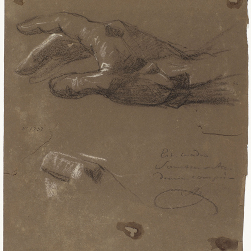 image for: Ramon Martí i Alsina - Estudi d&#039;una mà i un dit per al quadre El Sometent del Bruc - Cap a 1866