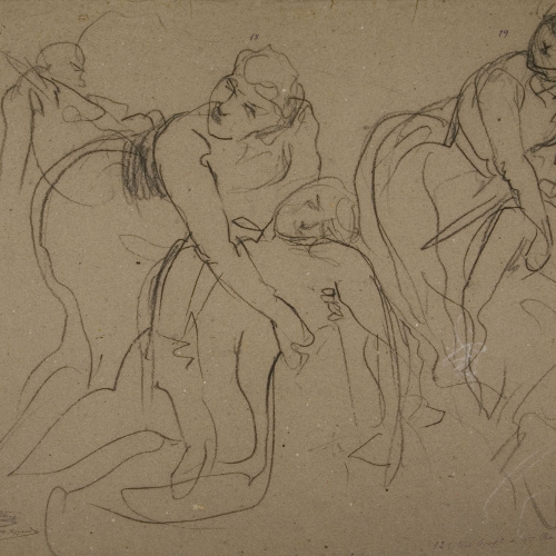 image for: Ramon Martí i Alsina - Estudis de la dona que ajau un ferit per al quadre «La Companyia de Santa Bàrbara» - Cap a 1891
