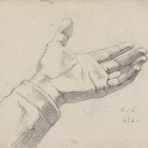 image for: Claudi Lorenzale - Estudi de mà estesa - Cap a 1850-1870