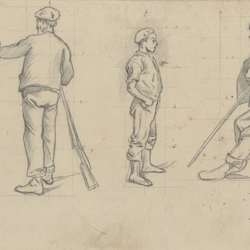 image for: Josep Lluís Pellicer - Estudi de soldats carlistes - Cap a 1872-1876