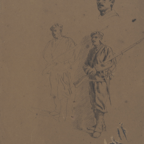 image for: Josep Lluís Pellicer - Estudis de soldat carlista - Cap a 1872-1876