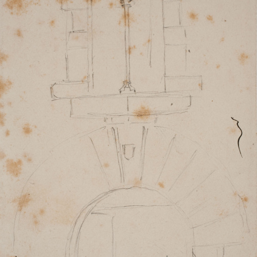 image for: Josep Lluís Pellicer - Façana gòtica, Palafrugell (anvers) / Apunt de bust masculí (revers) - Cap a 1889