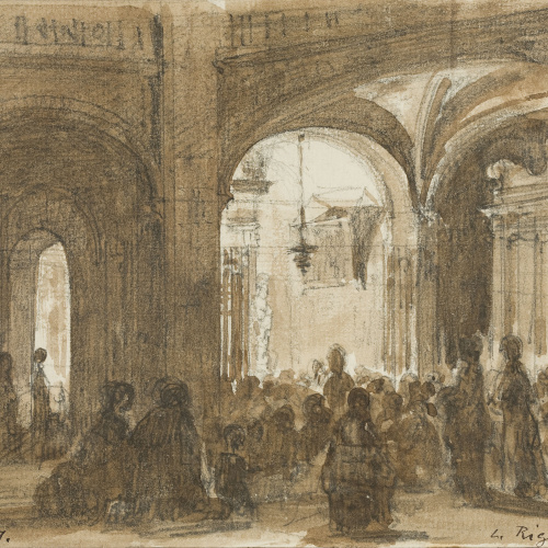 image for: Lluís Rigalt - Gent sota unes arcades - Cap a 1873-1874