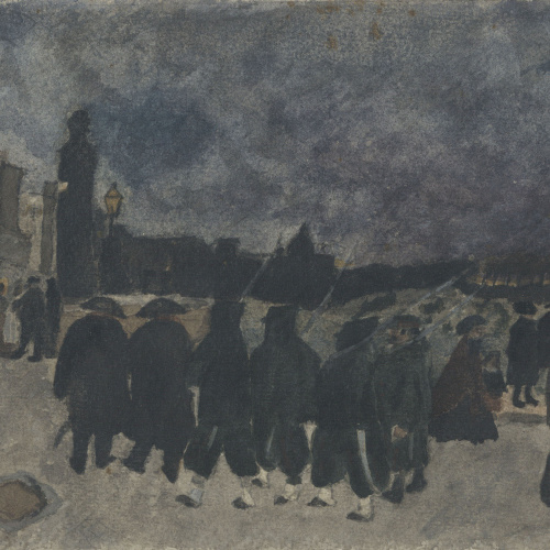 image for: Josep Lluís Pellicer - Estudi per al quadre «Zitto. Silenzio che passa la ronda» - Cap a 1869