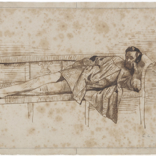 image for: Claudi Lorenzale - Home dormint en un sofà - Cap a 1840-1850