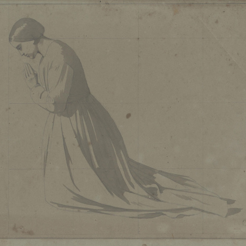 image for: Claudi Lorenzale - Dona jove pregant agenollada - Cap a 1840-1850