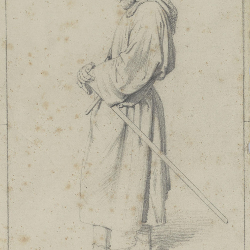 image for: Claudi Lorenzale - Estudi de cavaller medieval per al quadre «Mort del rei Pere III a Vilafranca» - Cap a 1870
