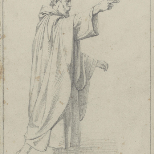 image for: Claudi Lorenzale - Estudi de figura masculina per al quadre «Els ambaixadors de la Diputació a Vilafranca prohibeixen a la Reina Joana que acompanyi el Príncep de Viana a Barcelona» - Cap a 1870