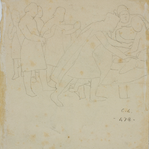 image for: Claudi Lorenzale - Estudi de figura masculina per al quadre «Origen de l&#039;escut del Comtat de Barcelona» (anvers) / Estudi compositiu de grup per al quadre «Origen de l&#039;escut del Comtat de... - Cap a 1843-1844