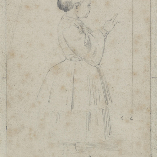 image for: Claudi Lorenzale - Estudi de Peronella d&#039;Aragó per al quadre del «Casament de Ramon Berenguer IV amb Peronella» - Cap a 1870