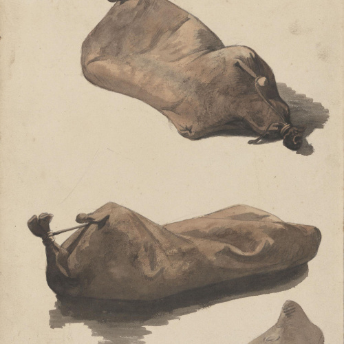 image for: Claudi Lorenzale - Dues bosses de pell per envasar vi o oli - Cap a 1840-1850
