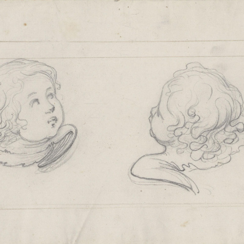 image for: Claudi Lorenzale - Dos caps de querubins - Cap a 1850-1870