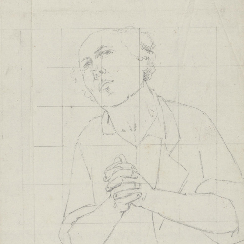 image for: Claudi Lorenzale - Figura d&#039;home en actitud suplicant - Cap a 1850-1870