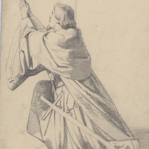 image for: Claudi Lorenzale - Estudi de figura per al quadre de la «Mort del rei Pere III a Vilafranca» - Cap a 1870