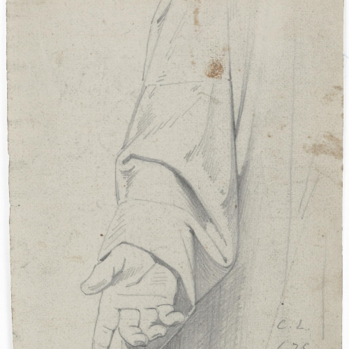 image for: Claudi Lorenzale - Estudi de vestimenta de màniga i de mà (anvers) / Estudi de vestimenta de màniga i de mà (revers) - Cap a 1850-1870
