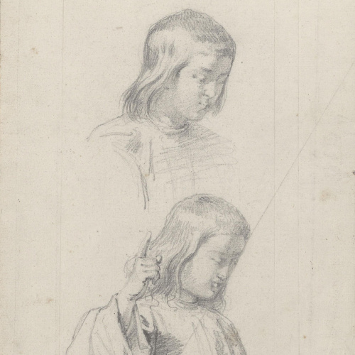 image for: Claudi Lorenzale - Estudi de dos caps de nois - Cap a 1850-1870