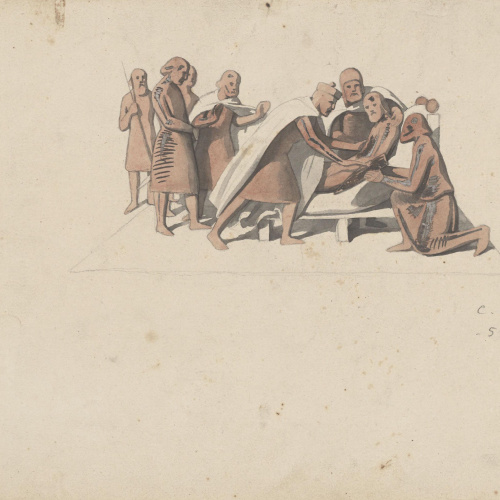 image for: Claudi Lorenzale - Estudi per al quadre «Origen de l&#039;escut del Comtat de Barcelona» (anvers) / Estudi per al quadre «Origen de l&#039;escut del Comtat de Barcelona» (revers) - Cap a 1843-1844