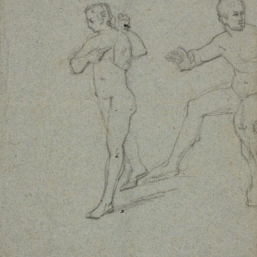 image for: Claudi Lorenzale - Estudi d&#039;indumentària (anvers) / Estudi de dues figures nues (revers) - Cap a 1850-1855 [1]
