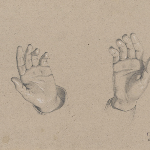 image for: Claudi Lorenzale - Estudi de dues mans - Cap a 1850-1870