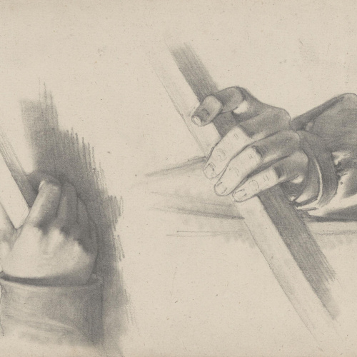 image for: Claudi Lorenzale - Estudi de dues mans sostenint una barra - Cap a 1850-1870