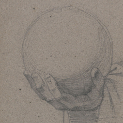 image for: Claudi Lorenzale - Estudi de mà sostenint una esfera - Cap a 1850-1870