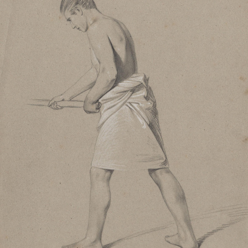 image for: Claudi Lorenzale - Jove sostenint un pal - Cap a 1850-1870