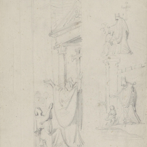 image for: Claudi Lorenzale - Fidel agenollat davant d&#039;un bisbe - Cap a 1850-1870