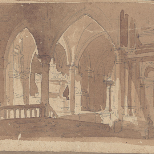 image for: Achille Battistuzzi - Interior d&#039;un temple (escenografia) - Cap a 1850-1860