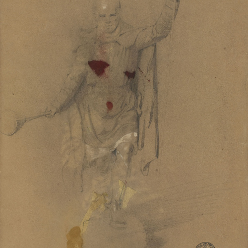 image for: Claudi Lorenzale - Estudi de figura per al quadre «Otger Cathaló» (anvers) / Estudi per al quadre «Otger Cathaló» (revers) - Cap a 1855 [1]
