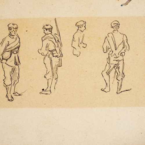 image for: Josep Lluís Pellicer - Estudi de soldats carlistes - Cap a 1872-1876