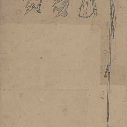image for: Josep Lluís Pellicer - Estudi de cascos i llança - Cap a 1872-1876