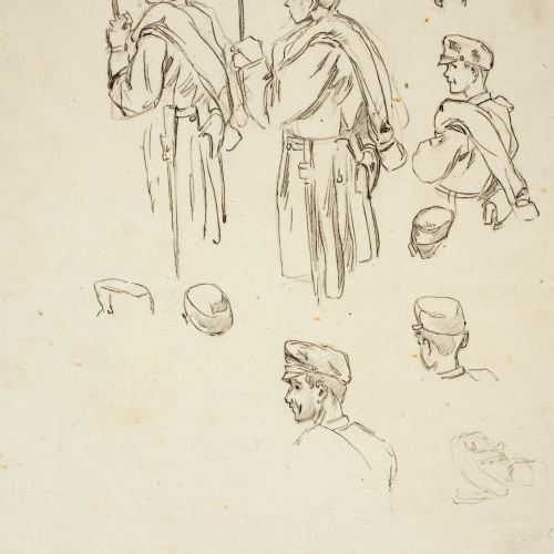 image for: Josep Lluís Pellicer - Estudi de soldats d&#039;artilleria - Cap a 1872-1876