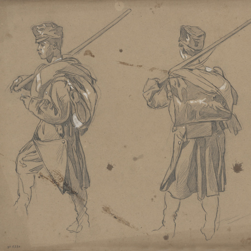 image for: Josep Lluís Pellicer - Estudi de soldats - Cap a 1872-1876