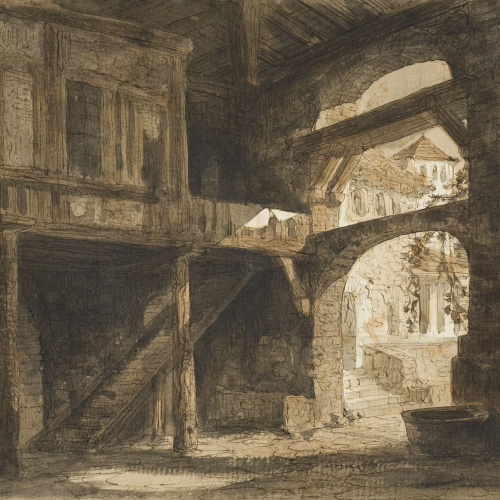 image for: Lluís Rigalt - Interior d&#039;una masia - Cap a 1874